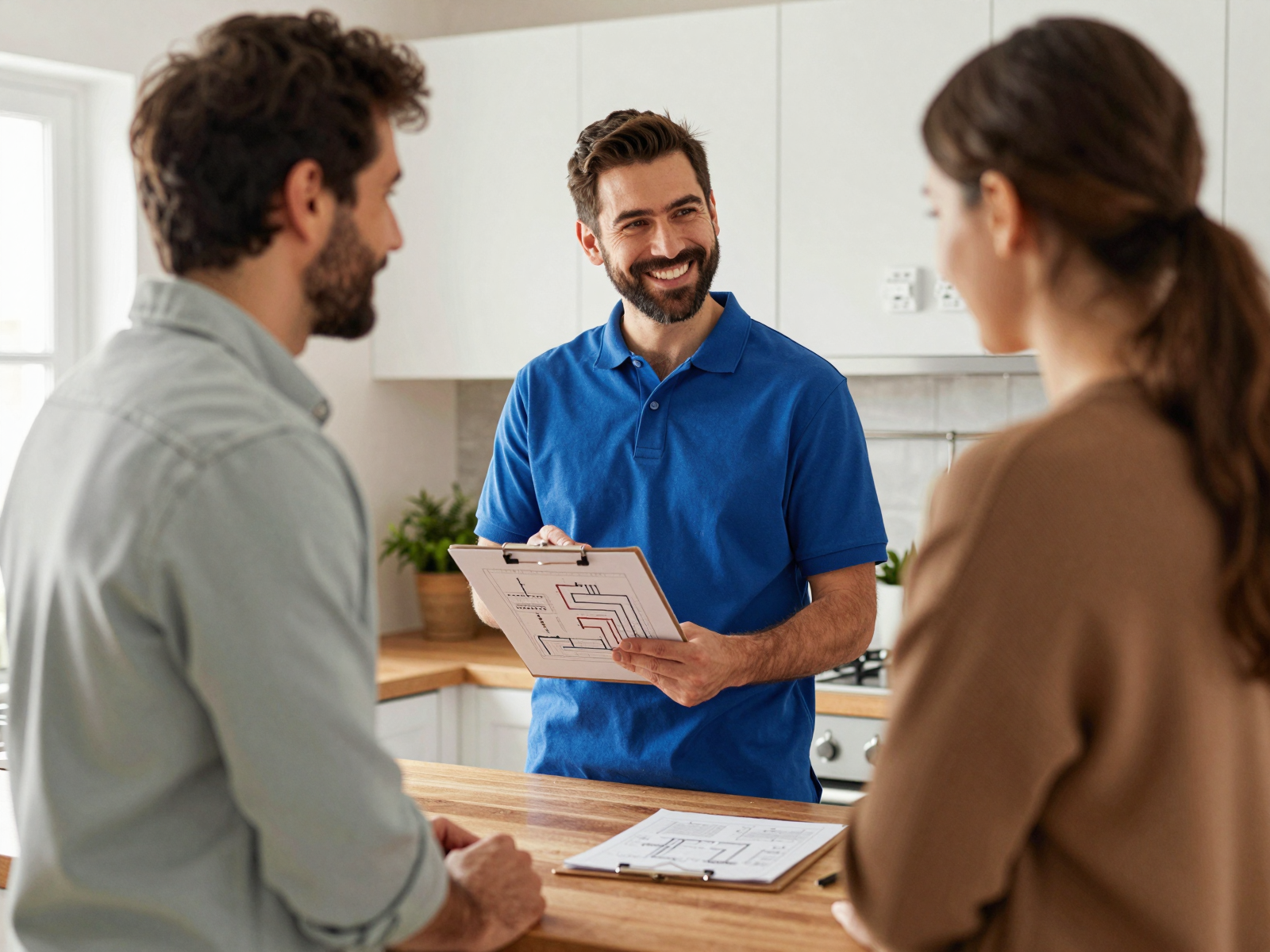 Electrician installing modern LED lighting in a residential home