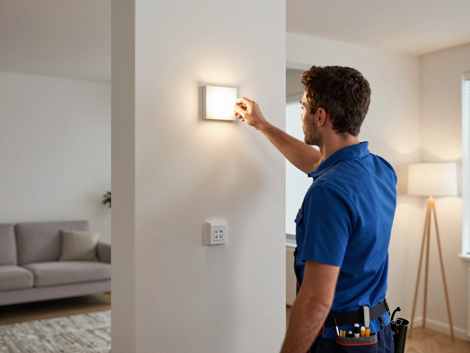 Completed electrical work with modern safety features installed